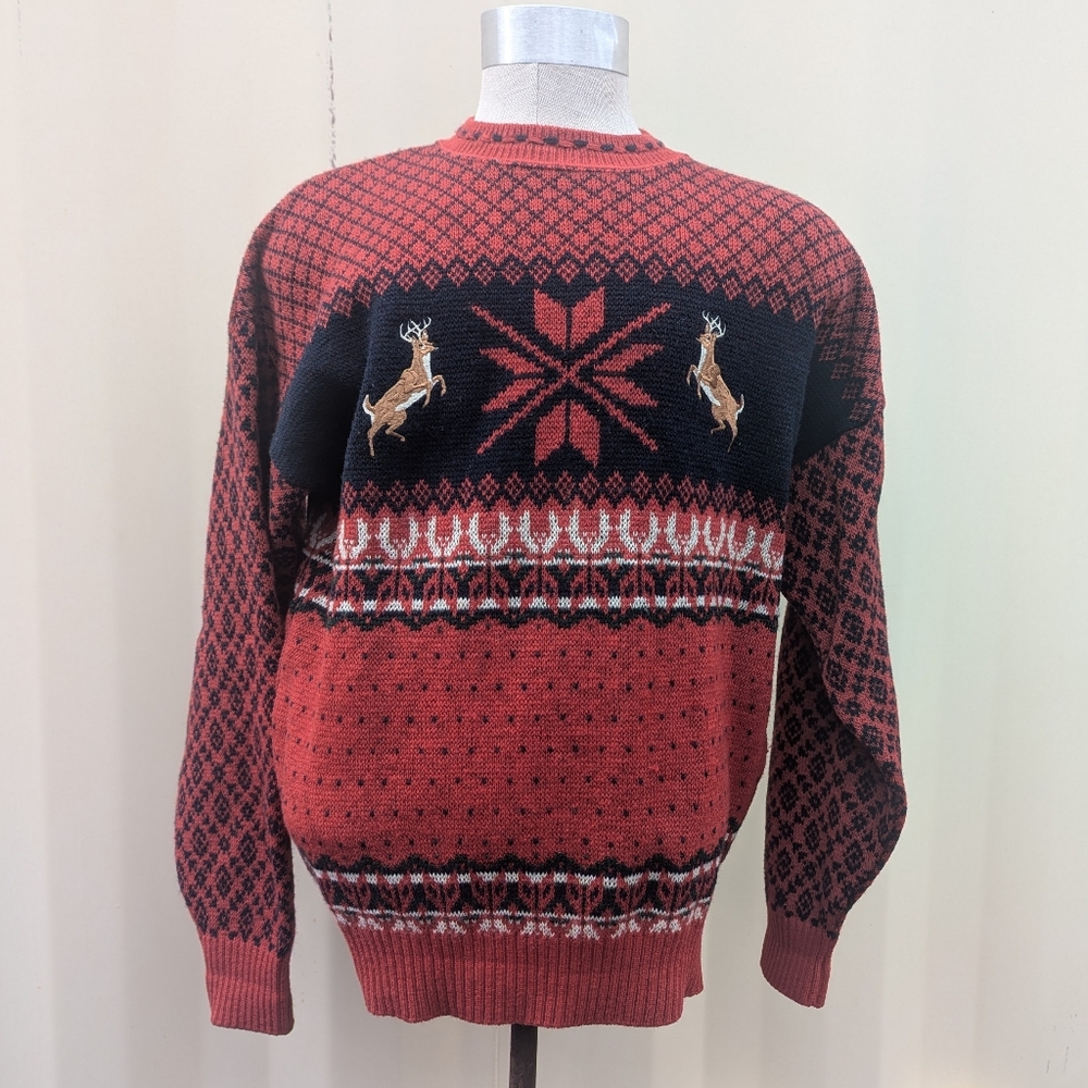 Men's vintage Pendleton Wool Ugly Christmas Deer Sweater Made in USA